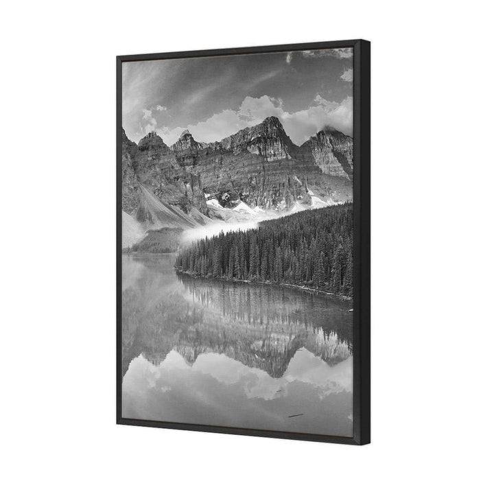 Canadian Lake Reflection, Black and White (Portrait) Wall Art